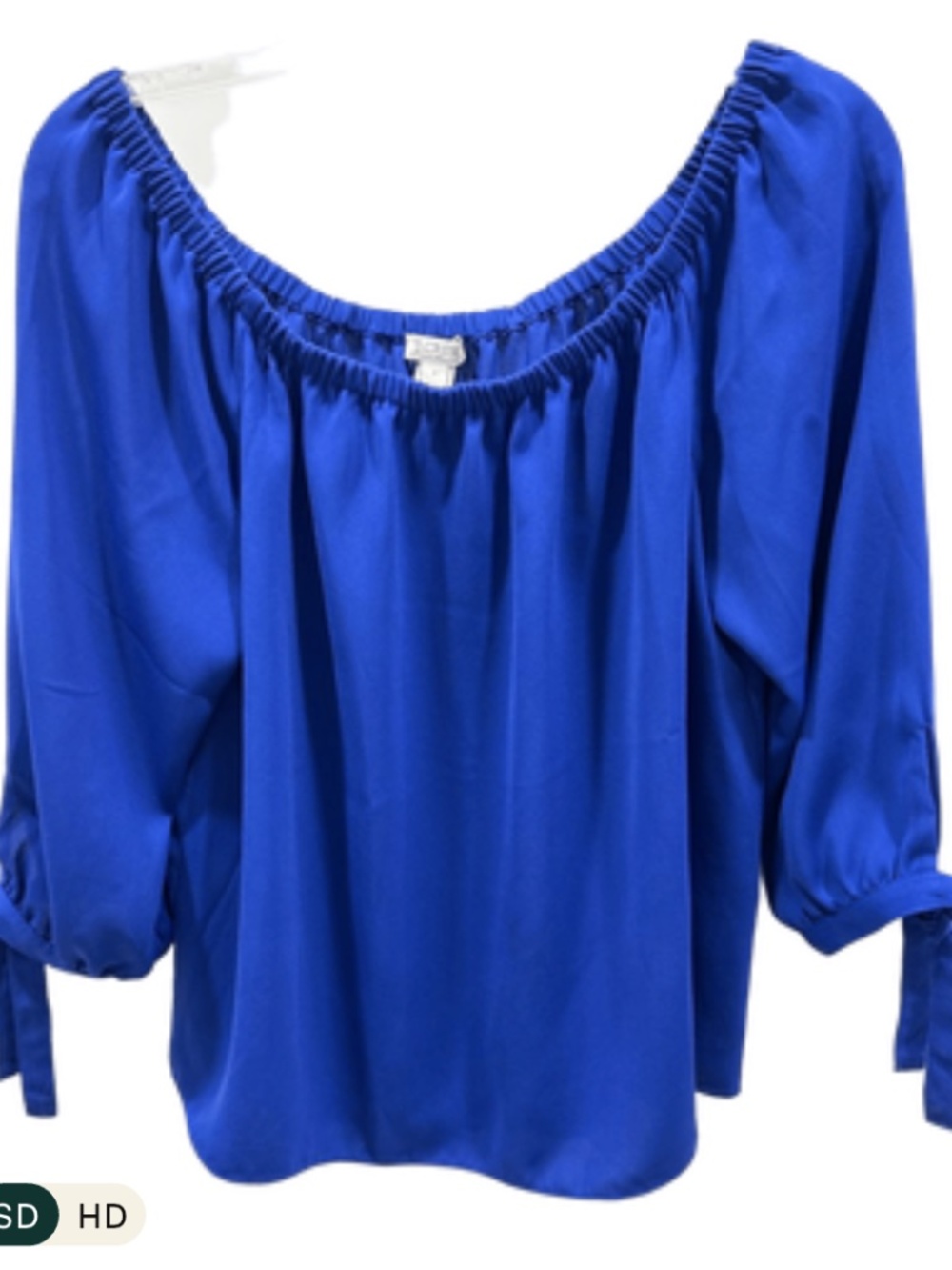 J. Crew Royal Blue OFF-THE-SHOULDER Top/Blouse, Tie Sleeves FLOWY/PEASANT, Sz S - Picture 3 of 5